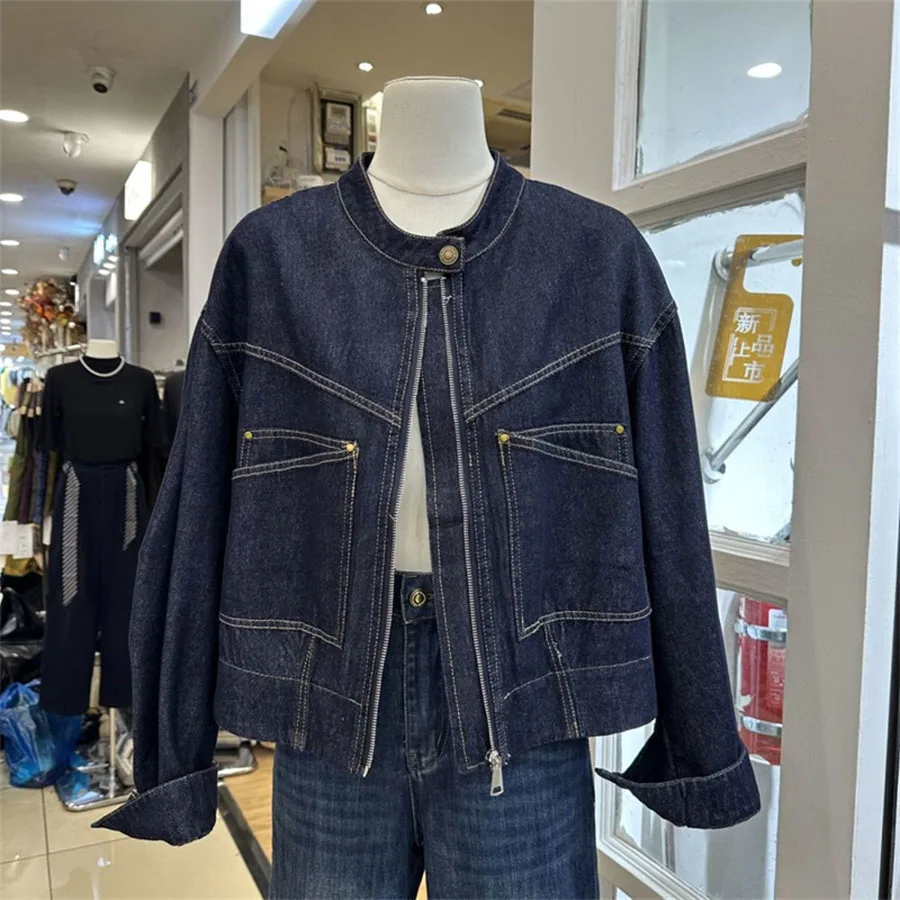 

2026 Новая весенне-осенняя джинсовая куртка, женская мода, свободные корейские короткие повседневные джинсовые пальто с длинными рукавами, женская верхняя одежда, пальто, топ