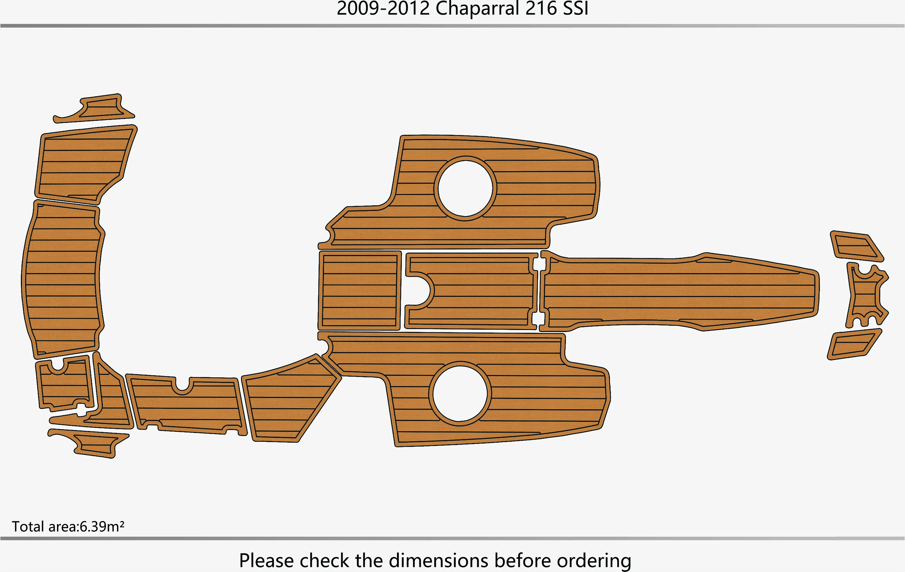 Anti-Skid EVA Faux Teak Self-Adhesive 6mm Boat Decking Pad for 2009-2012 Chaparral 216 SSI Yacht Cockpit Durable Marine Floor
