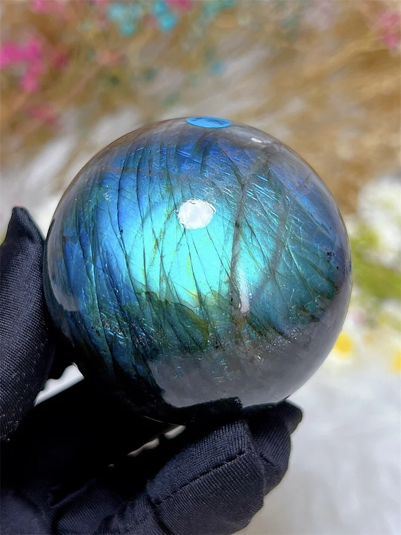 Natura Crystal Blue Labradorite SPhere With Rain Bow Free Form  Carving Reiki Healing Stone Home Decoration Exquisite Gift