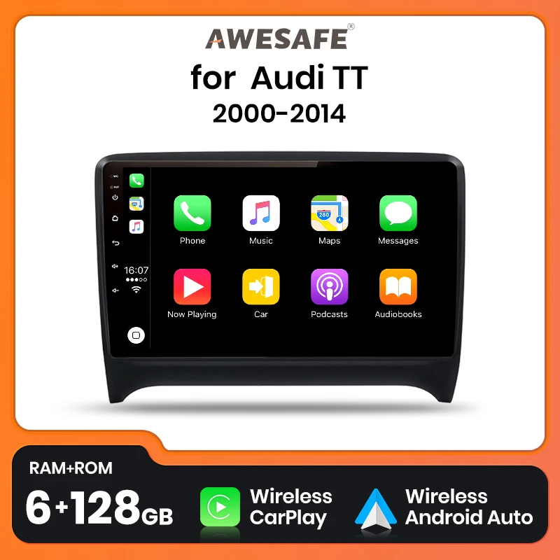 AWESAFE PX9 Plus Car Radio For Audi TT MK2 8J 2006 - 2014 wireless CarPlay Android Auto No 2 din 2din DVD