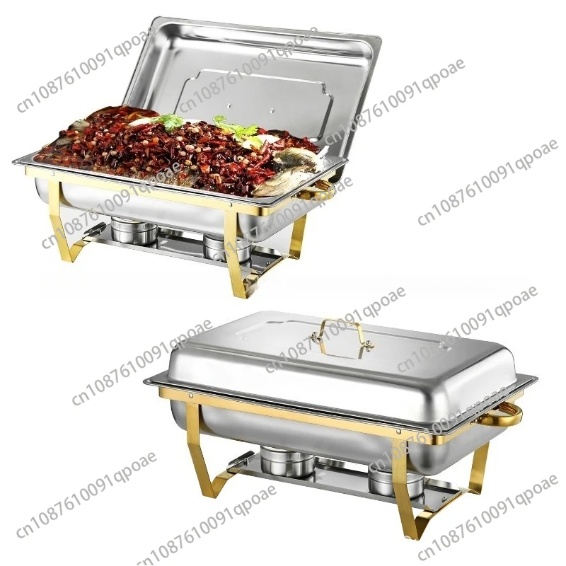 Cross-border Direct Sales Stainless Steel Thickened Square Buffet Stove Alcohol Heating and Insulation Foldable Hotel Buffet