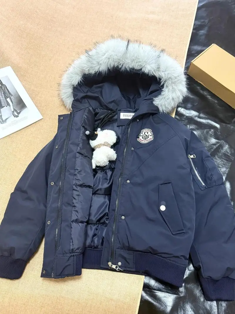 

Женская утепленная парка с капюшоном, хлопковая куртка с теплым пушистым воротником, повседневная зимняя верхняя одежда в корейском стиле, свободный крой