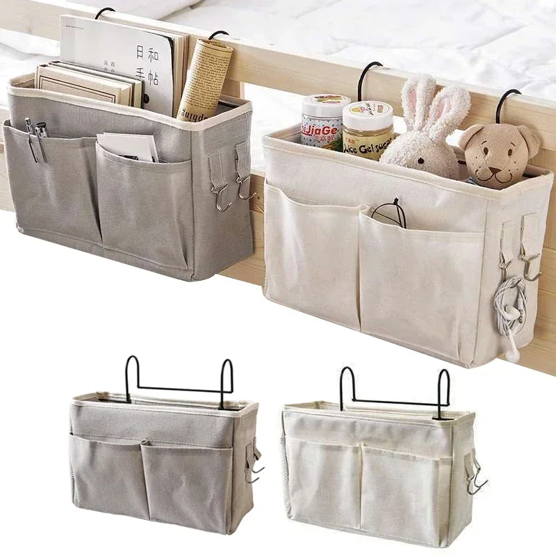 Bedside Storage Bag Dormitory Hanging Storage Pouch Multi-Functional Sundry Canvas Organizer Bedroom Magazine Storage Mommy Bag