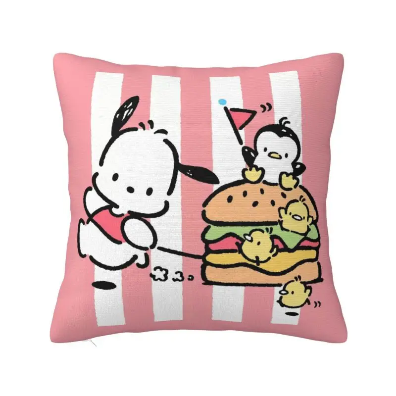 Custom Luxury Pochacco Hamburger Cushion Cover for Sofa Velvet Pillow Case