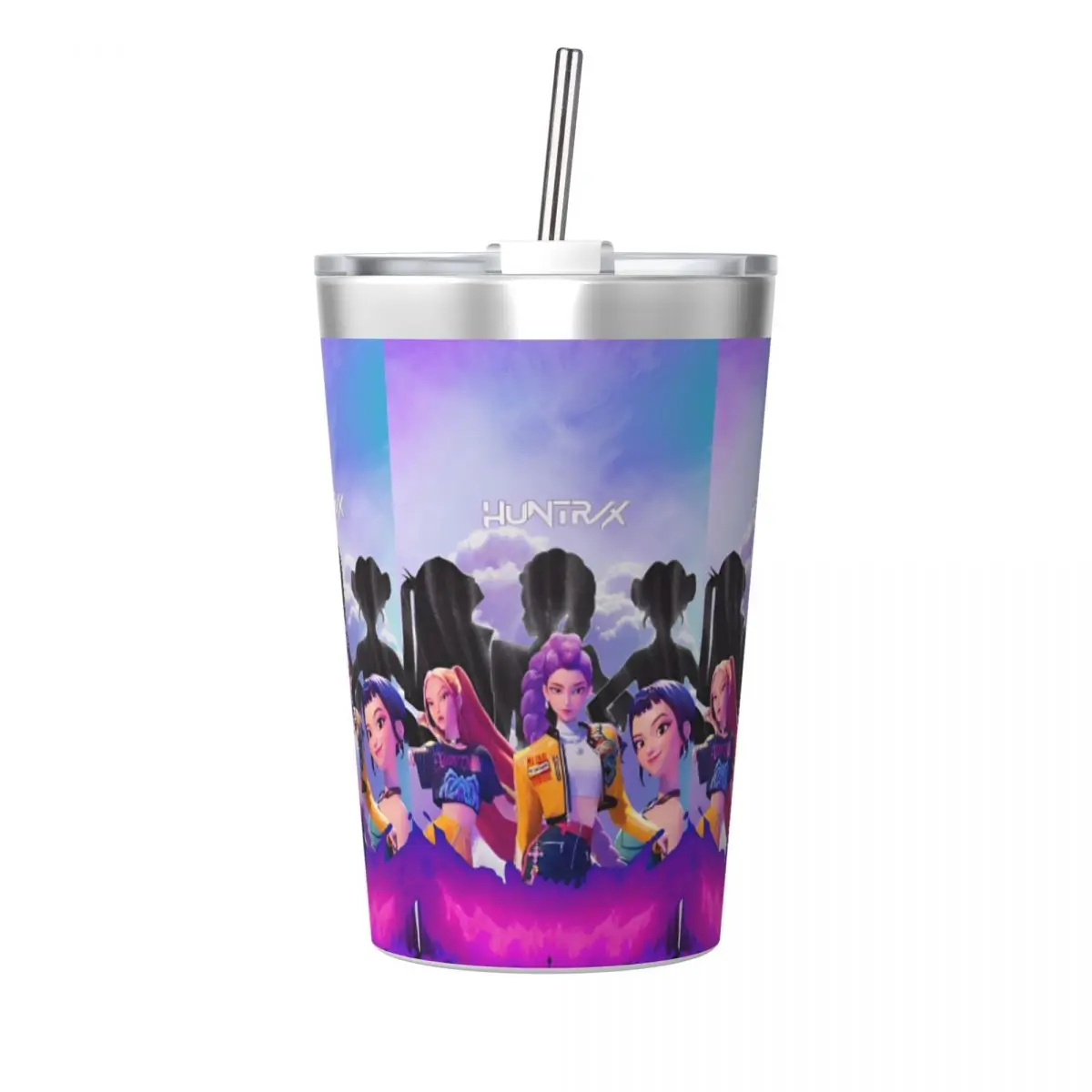 

KPop Demon Hunters Huntrix Tumbler With Straw For Kids Stainless Steel Mugs Cup Double Wall Vacuum Insulated 12oz