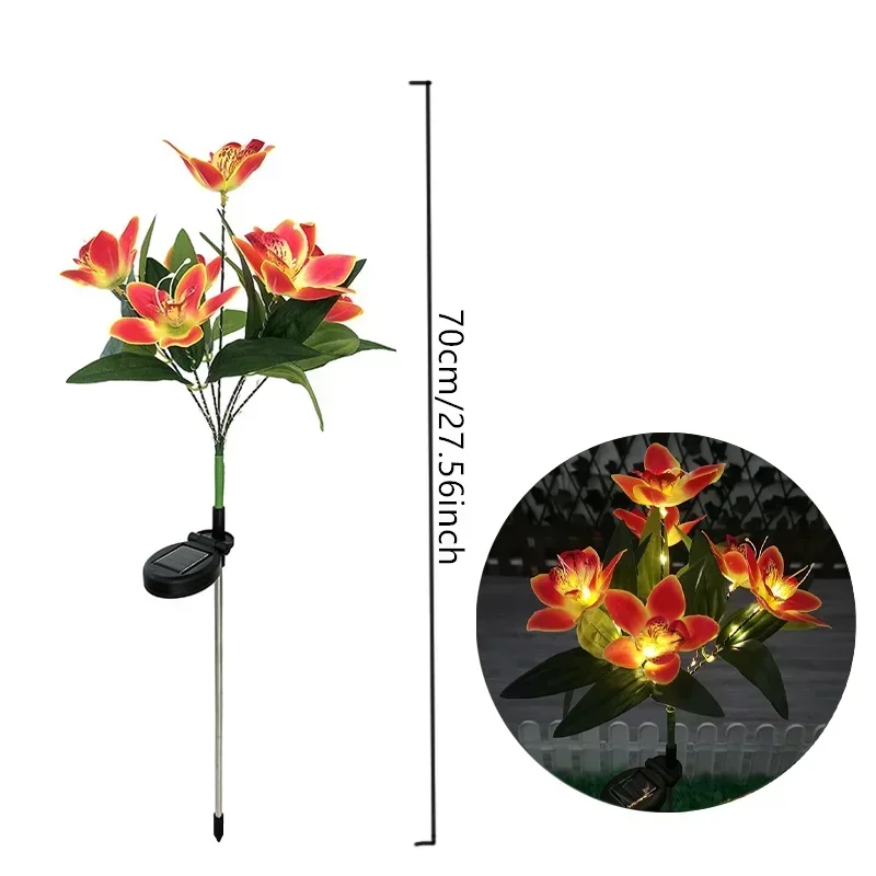 Outdoor New Solar Orchid Lawn Light Yard Garden Party Wedding Decorations LED Dimulation Flower Lawn Villa Landscape Ground Lamp