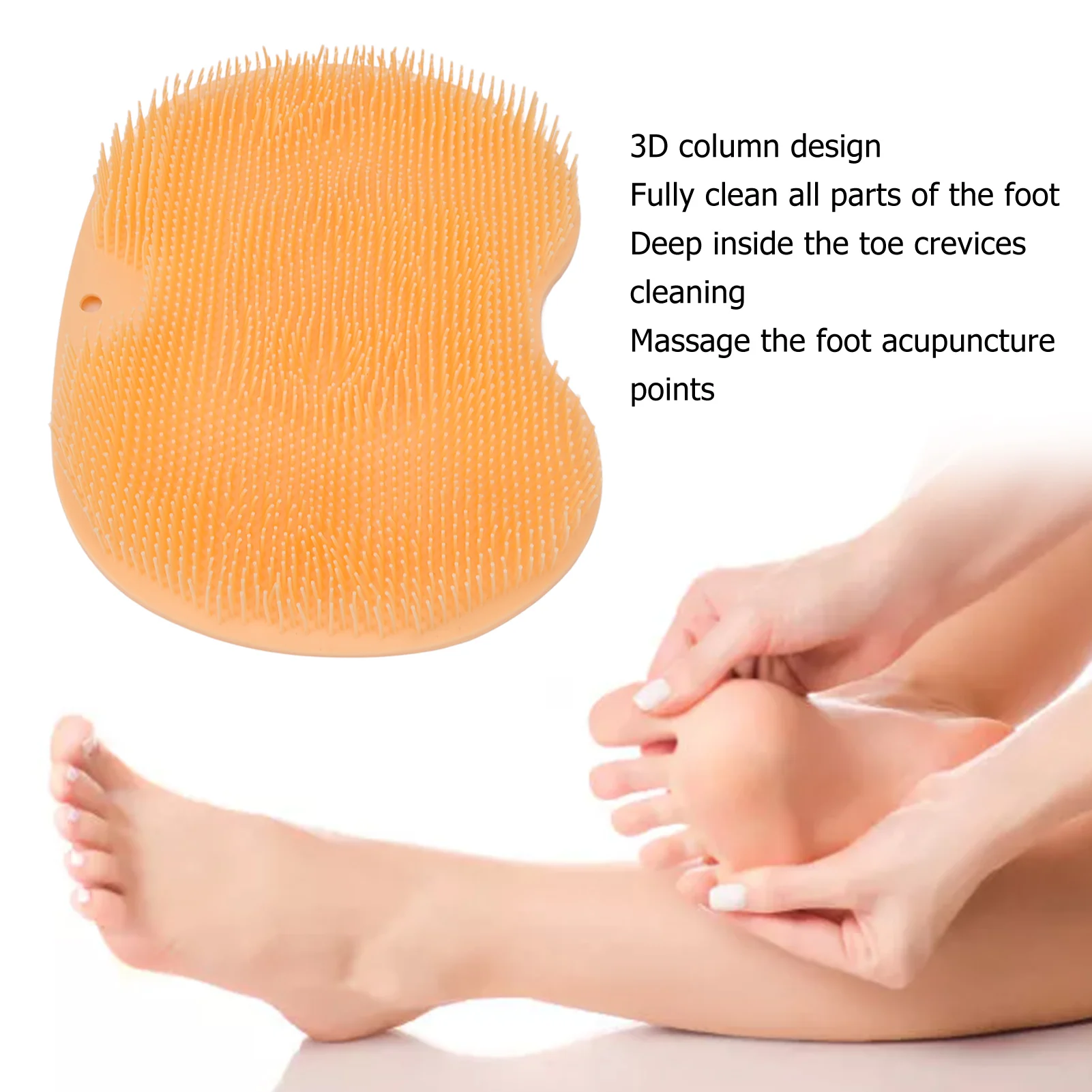 Foot Scrubber Massager with Suction Cups Orange Soft Foldable Shower Foot Scrubber Cleaning Mat