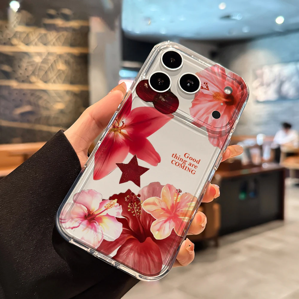 Kirschblüten-Blumenmuster Transparente Hülle für iPhone 17 16 15 14 13 12 11 Pro Max X XR XS Max 7 8 Plus 16e 17Air Stoßfeste Weiche Abdeckung – Detail 5