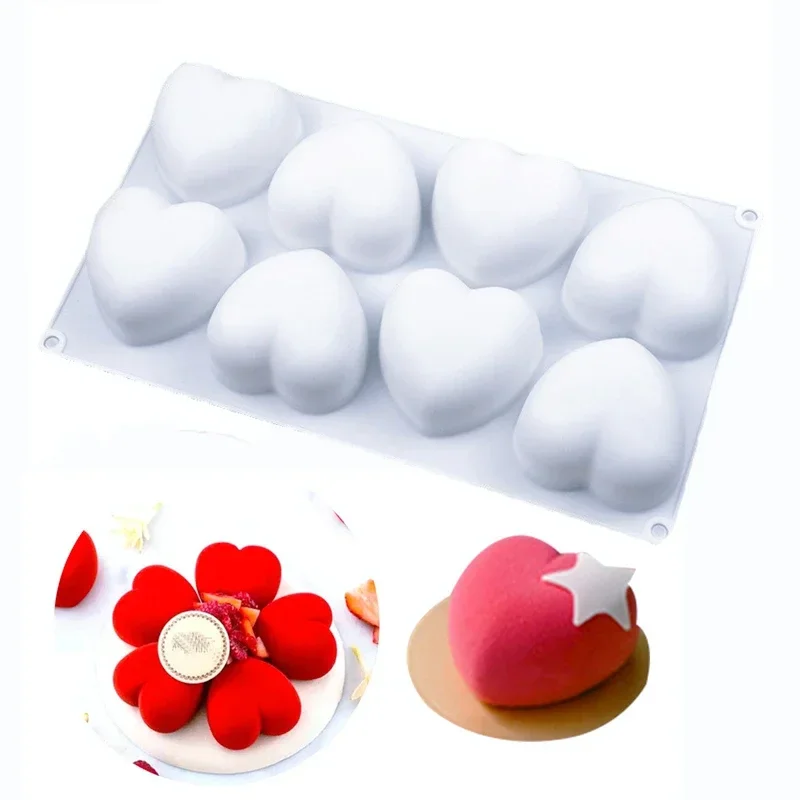 8/15 Heart Valentine's Day Mousse Cake Mold French Dessert Silicone Mold Chocolate Jelly Baking Tools Cake Decorating Tool