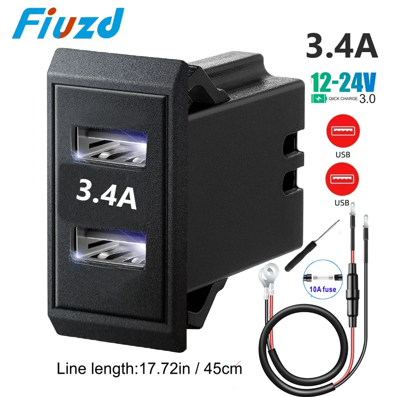 

Fast Car Outlet Socket Dual USB Charger Socket Power Outlet 12V/24V Fast Charger for Car Truck Motorcycle Marine Boat RV