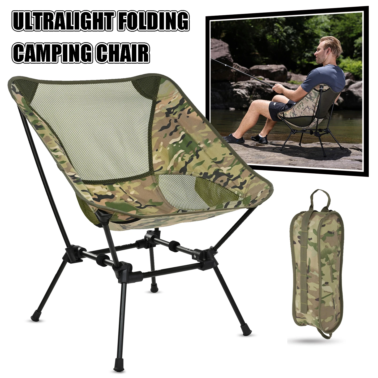 

Ultralight Compact Camping Folding Beach Chair Heavy Duty Portable Compact for Outdoor Camp Travel Picnic Festival Hiking Beach