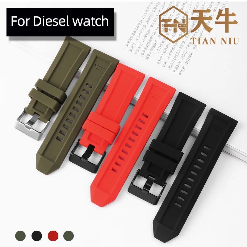 Waterproof Quality Silicone Rubber Watch Band for Diesel Dz4318 4323 4283 7315 4476 4496 4427 7395 Soft Large Strap 24mm 26mm