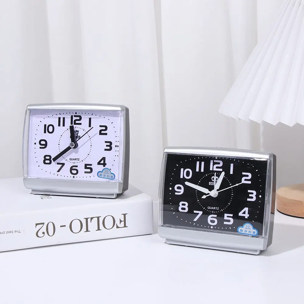 Square Battery Operated Simple Home Decor Number Clock Quartz Alarm Clock