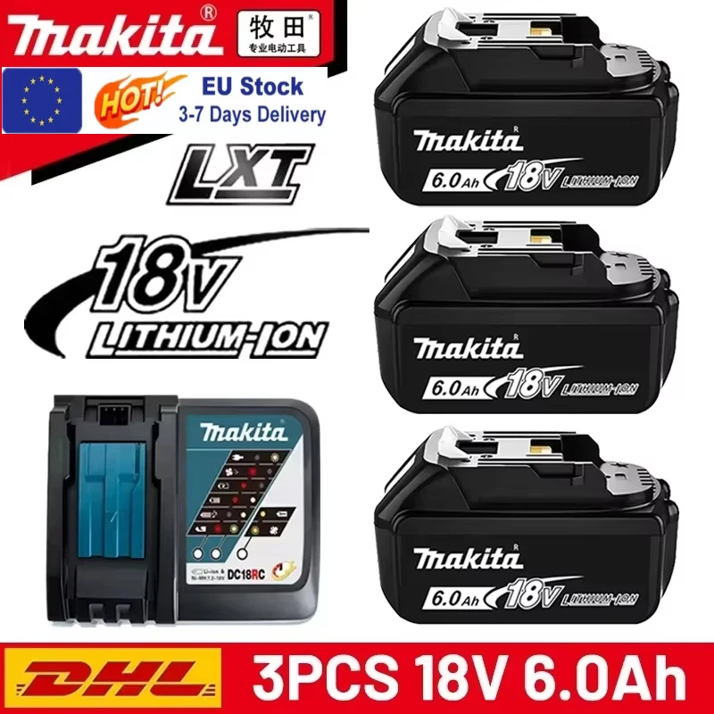 100% batterie Rechargeable d'origine Makita 18V 6.0Ah, pour batterie d'outils électriques Makita BL1830 BL1830B BL1840 BL1840B BL1850 BL1850B