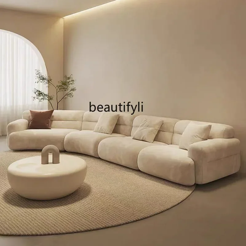 

Nordic cream fabric curved sofa designer light luxury small apartment living room sofa02A