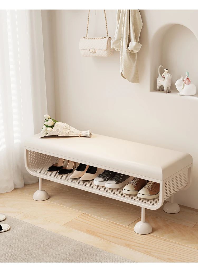 Iron Entryway Shoe Bench with Storage Sturdy Shoe Rack Convertible Seat Shoe Organizer Creative Large Capacity Boot Shelf