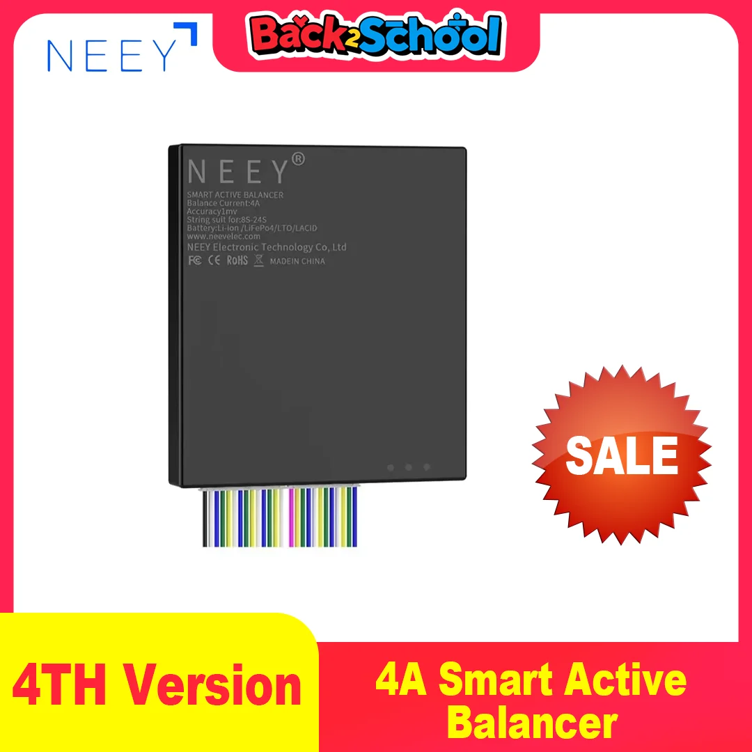 Neey 4th 4a versão balanceador ativo inteligente 8s 10s 14s 16s 20s 21s 22s 24s lifepo4/li-ion/lto equalização de bateria