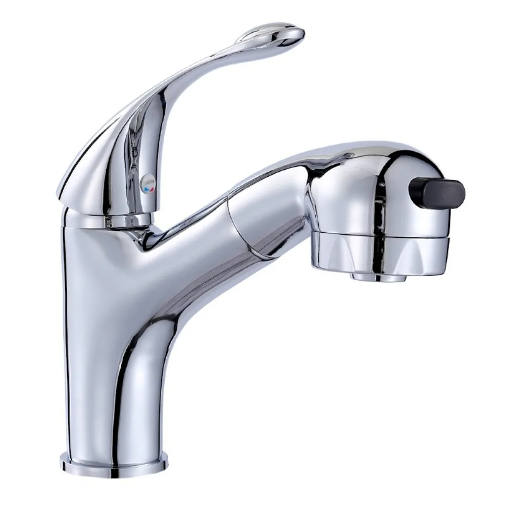 

Large Head Design Pull Out Faucet Hot Cold Water Mixing Retractable Pull-Out Structure Bathroom Sink Faucet Stable Water Supply