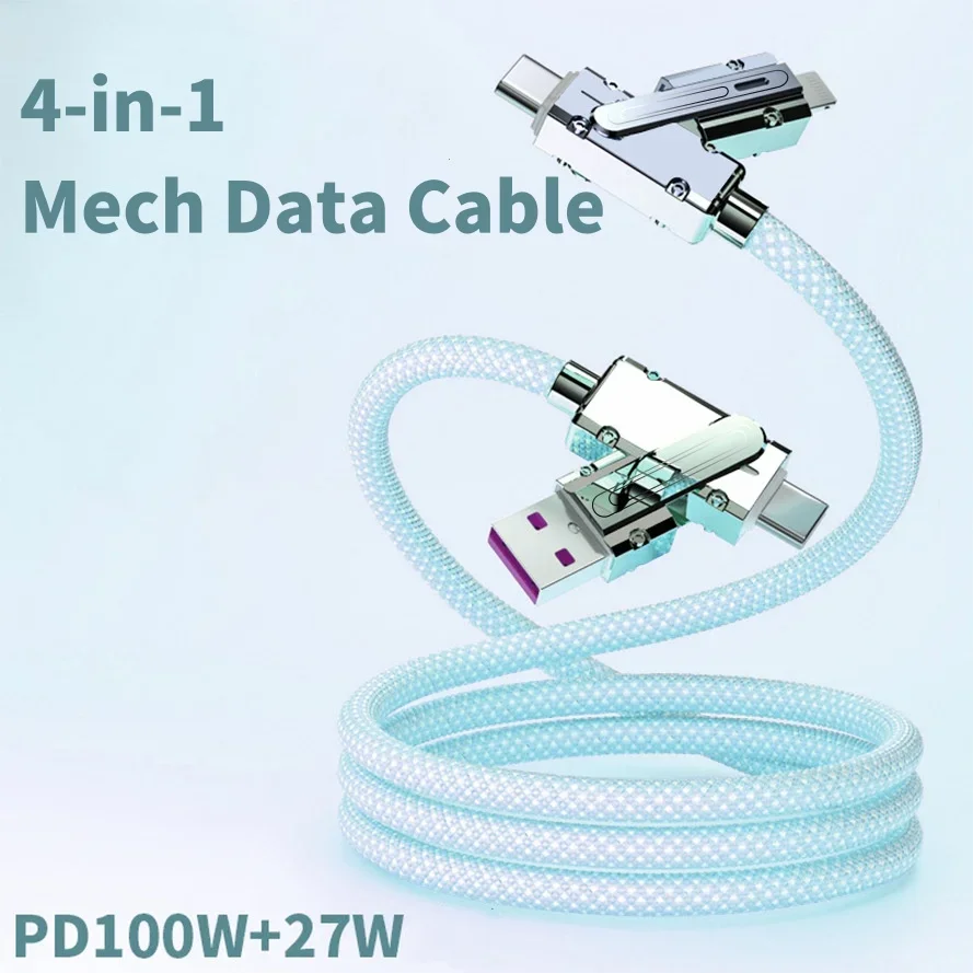 4 In 1 120W USB C to Type C Fast Charging Cable 3 IN 1 PD 27W Data Cord for iPhone 11 12 13 14 15 Pro Max Charger Wire