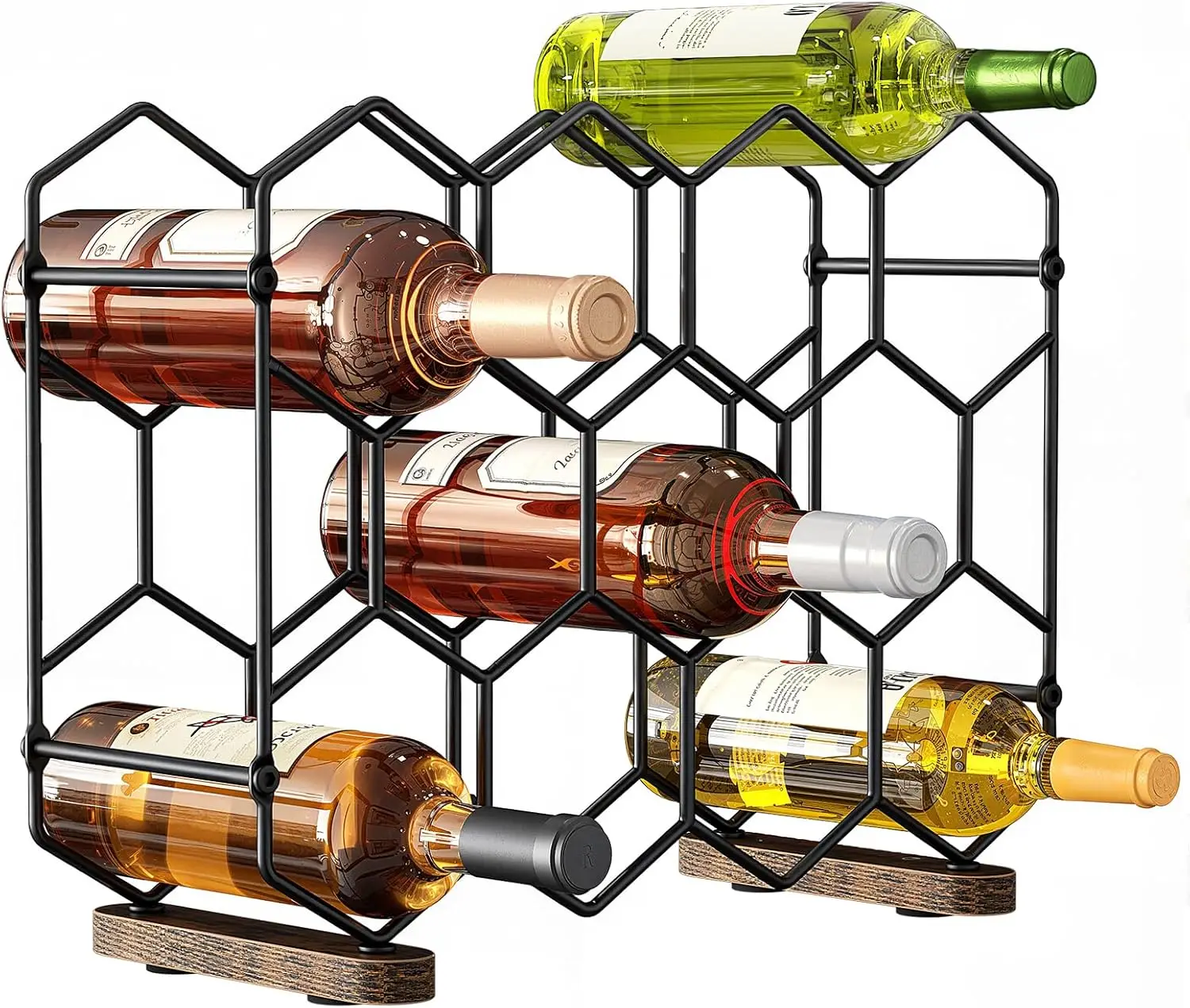 

Современная шестиугольная подставка для вина на 14 бутылок, настольный органайзер в черном и ретро-коричневом цветах для хранения в шкафу