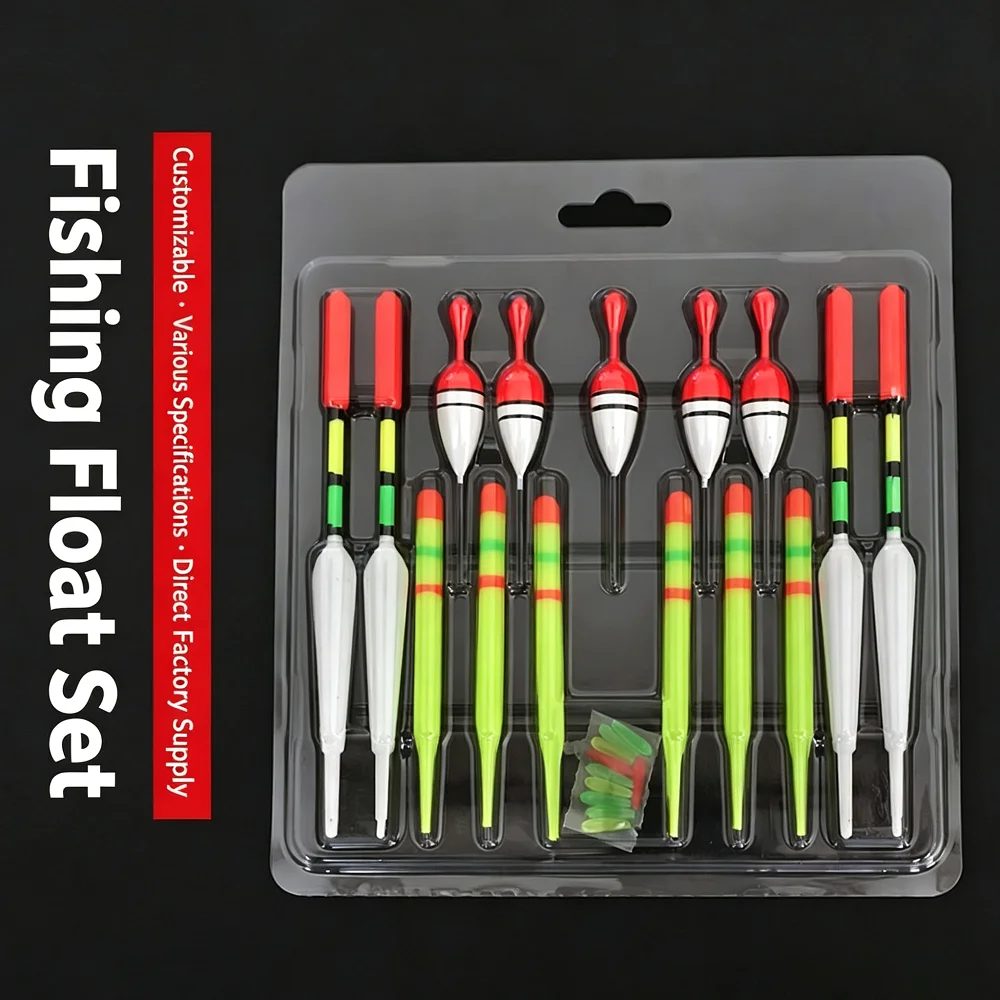 QQE 15Pcs/set  Portable Fishing Float with Multiple Size Combinations Suitable for Most Fish Hunting Outdoor Fishs Equipment