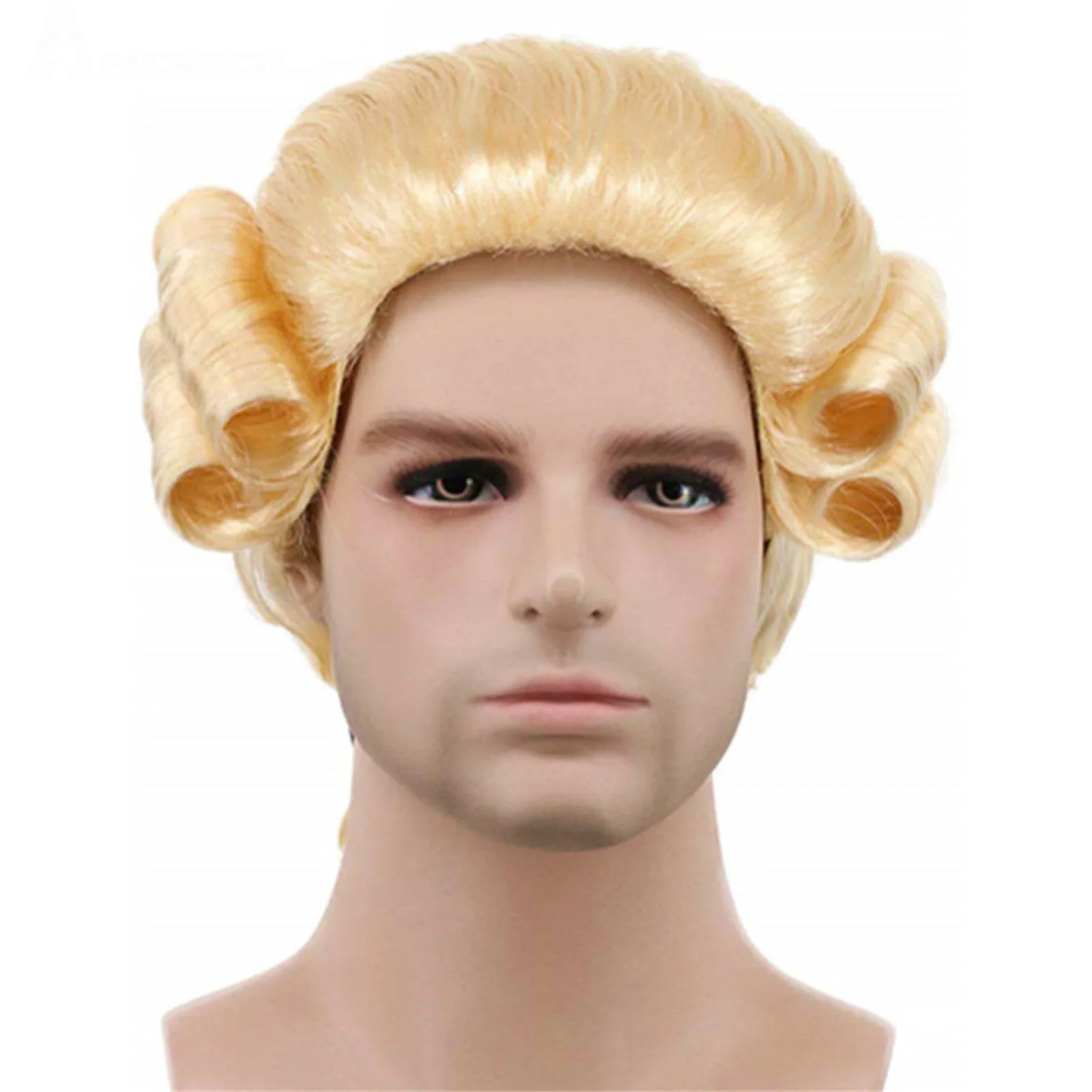 Men Wig Male Colonial Cosplay Wig Baroque Washington Cosplay Costume Gentleman Lawyer Wigs Halloween Carnival Accessories