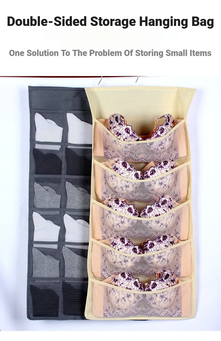 Doppelseitige Faltbare Hängende Aufbewahrungstasche für Unterwäsche, Unterhosen, Socken, Wohnheim, Zuhause, Kleiderschrank, Wand-Organizer – Detail 2