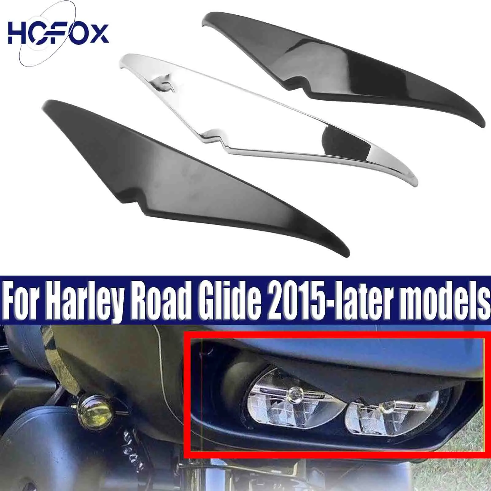 

For Harley For Road Glide 2015-later models Headlamp eyebrow with adhesive tape ABS