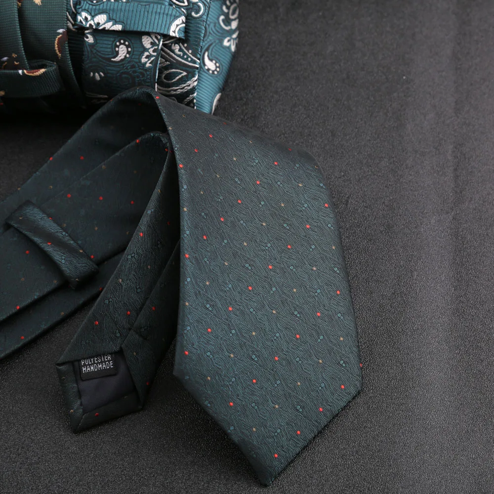 Green Color Tie 8cm Stripe Dot Paisley Necktie High Quality For Men Business Meeting Suit Dress Gravatas Accessories Gift view 6