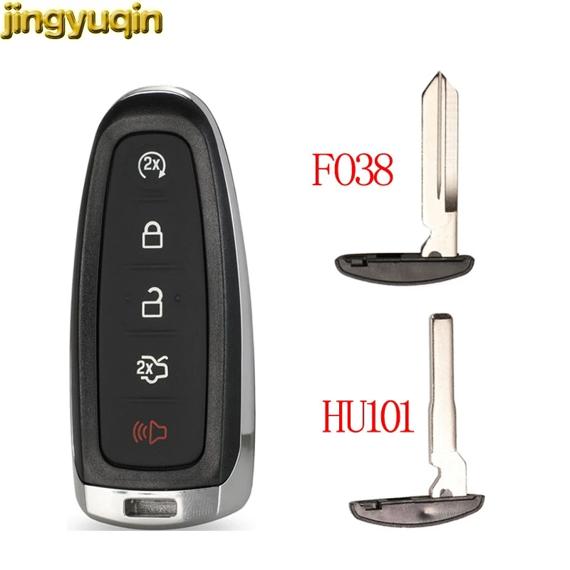 

Jingyuqin Remote Key Shell for Ford Edge Escape Flex Explorer Taurus 5 Button Car Key Fob Housing Replacement FO38 HU101 Blade