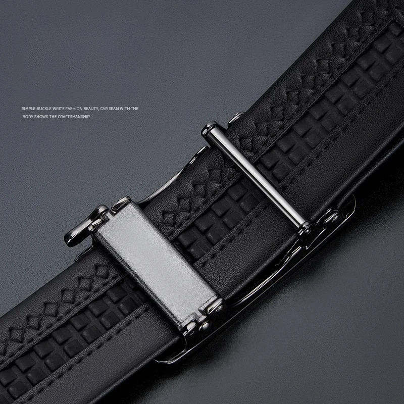 حزام جلد أصلي من الدنيم للرجال ، حزام خصر ، مشبك معدني أوتوماتيكي ، علامة تجارية فاخرة ، جودة عالية ، ذكر