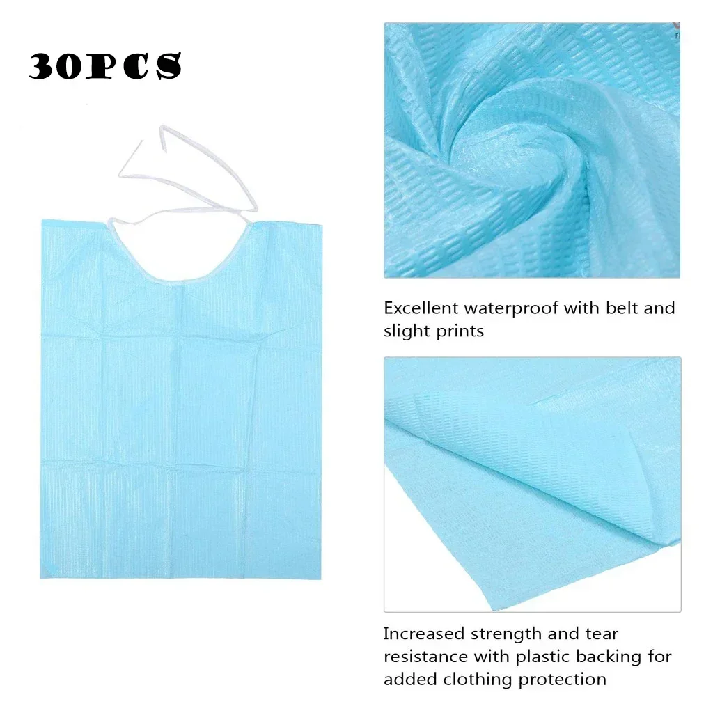 

30Pcs/bag Disposable Clean Wipes Pad Dental Piercing with Rope Waterproof Sheets Paper Napkins Medical Hygiene Care Bib