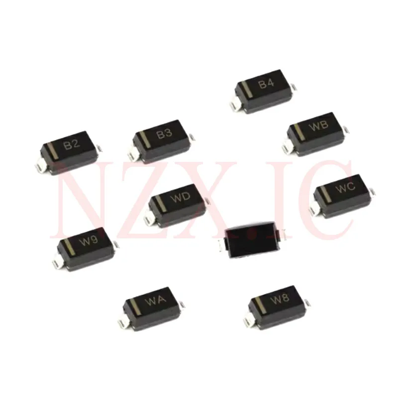 100PCS SOD123 Zener diode BZT52C 2.4V-43V 2.7V 3V 3.3V 4.7V 5.1V 6.8V 10V 15V 20V 22V 27V 30V 33V 39V SMD SOD-123 1206 Diodes