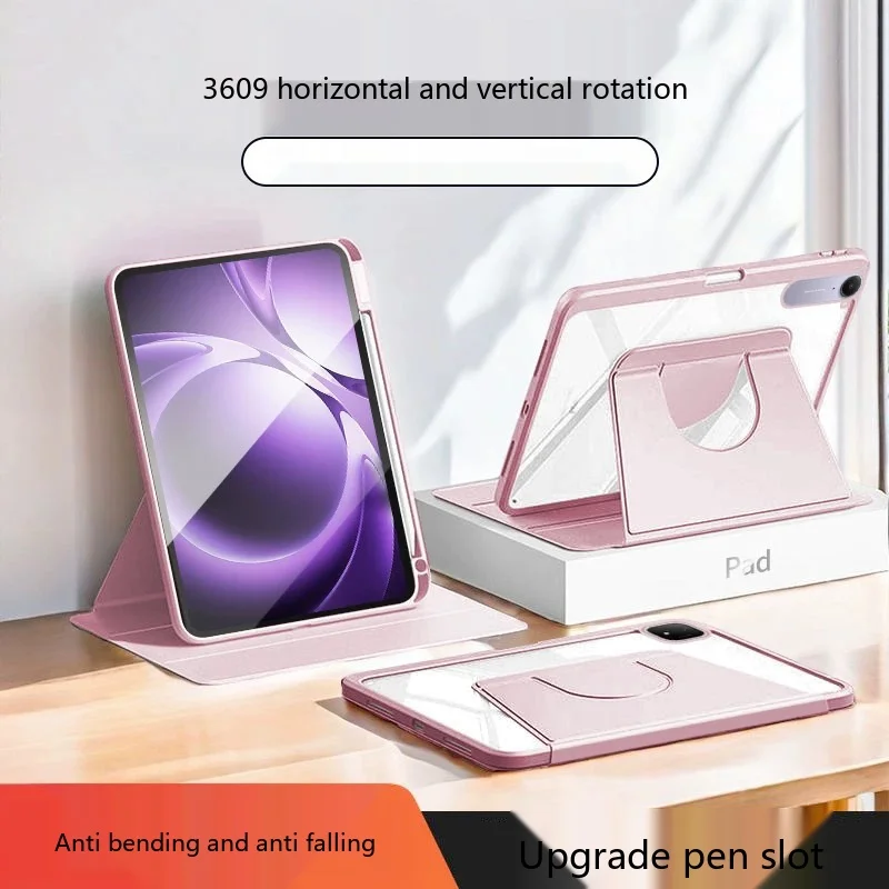 For Xiaomi Pad Redmi Pad 12.4 12.1 11 10.6 9.7 Inch Acrylic 720 Rotating Shockproof Sleep Wake Cover Case