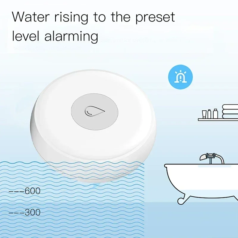 Zigéquation-Capteur d'inondation intelligent, détecteur de fuite d'eau, débordement d'inondation, système d'alarme SASécurité, Tuya, application Smart Life, télécommande