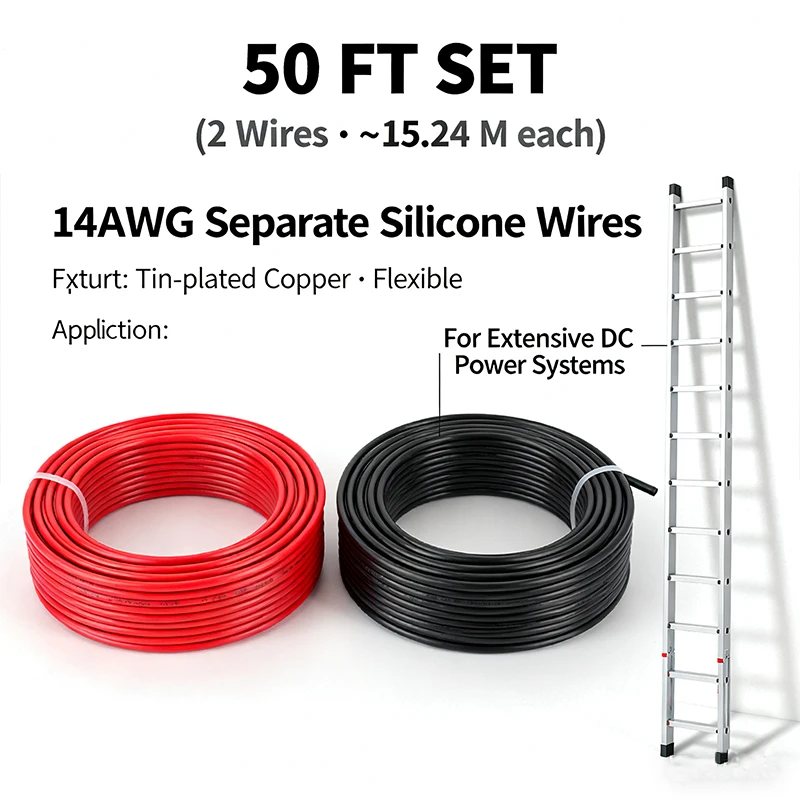 14AWG Tinned Copper Silicone Wire, for Car Audio/Marine/Solar/Speaker/LED/Auto/RV 12/24V Low-Voltage Wire Flexible&Durable