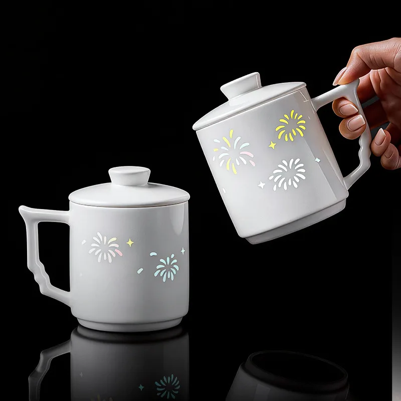 CX Wuhua Linglong Porcelain Office Cup Jingdezhen Teacup Master Cup Tea Separation Cup