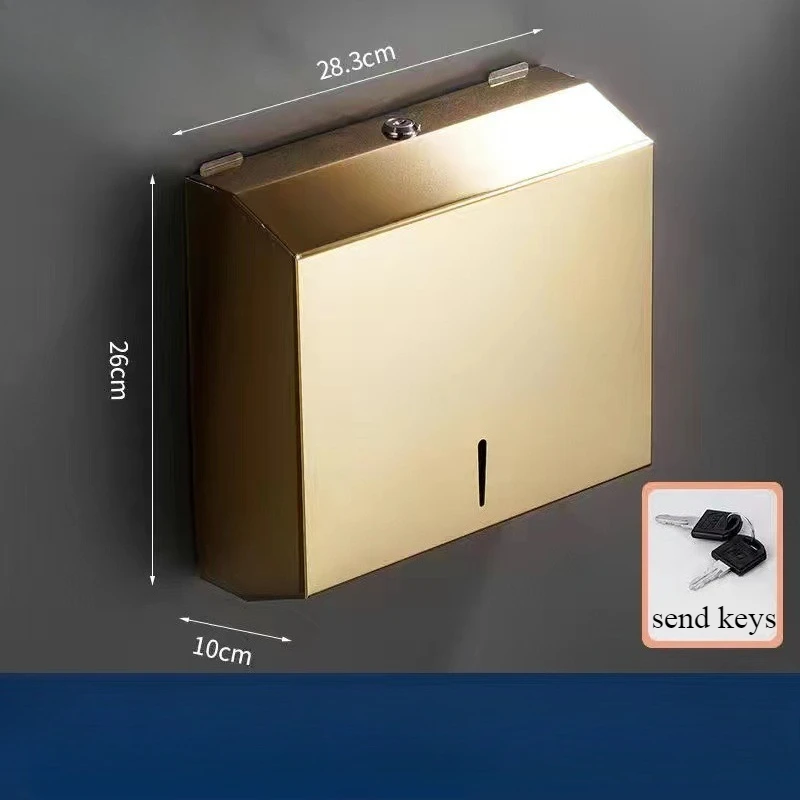 Wall-Mounted Paper Towel Dispenser Stainless Steel Kitchen Papaer Holder Tissue Box Large Capacity Bathroom Tissue Holder Case