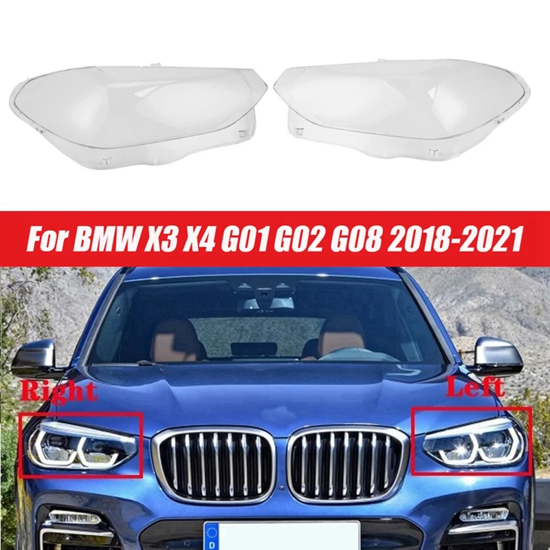 

1Pair Front Headlight Lens Cover For BMW X3 X4 G01 G02 G08 2018-2021 Head Light Lamp Lampshade 63117466131 63117466132