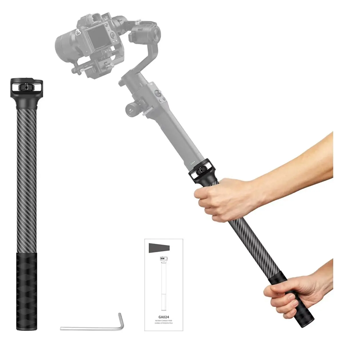 Carbon Fiber Gimbal Extension Pole with Anti Deflection Baffle 1/4 for RS5 RS4 Pro Mini RS4 RS3 RS2