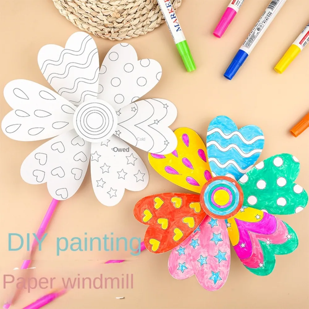 Zeichnung Kunst Blank Windmühle Spielzeug DIY Malerei Handgemachte Malerei Windmühle Spielzeug Bildung Farbe DIY Malerei Graffiti Puzzle Spielzeug