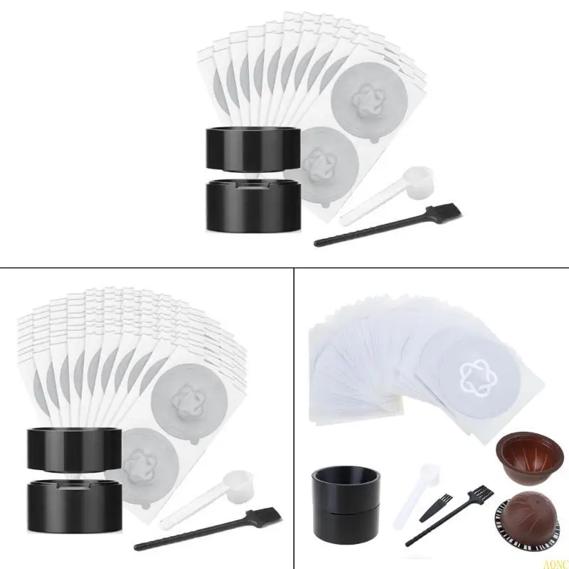 A0NC Reutilable Coffee Pods Filler Conjunto simples usar e vagens café à prova vazamento