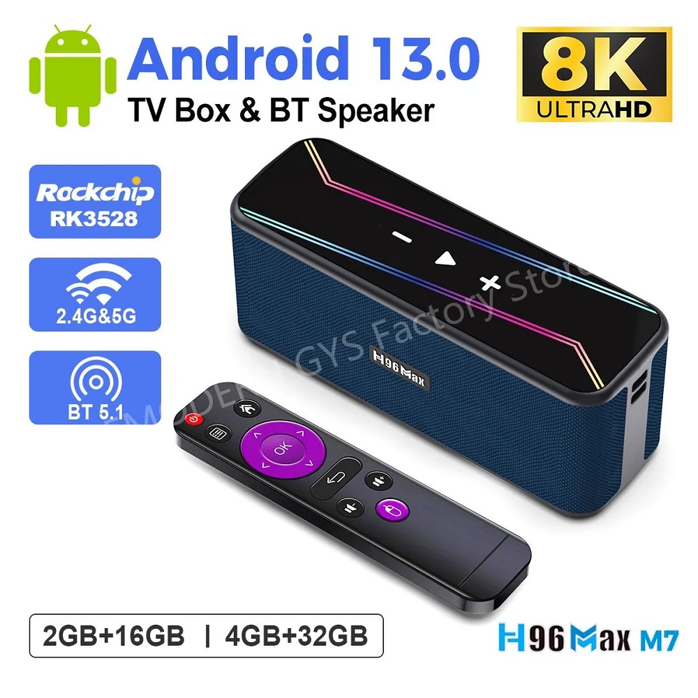 

Ultra HD 8K Smart TV Box H96 Max M7 Android 13.0 RK3528 2GB16GB 4GB 32GB/64GB Wifi6 BT5.0 2.4G&5G Wifi Media Player Set Top Box