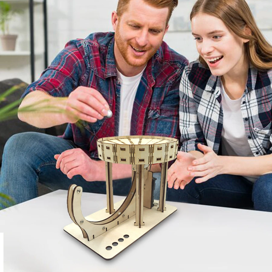 نموذج خشبي لتشغيل الرخام الميكانيكي من OUZEY، مجموعة أدوات السفينة الدوارة لتقوم بها بنفسك، هدية تحدي إبداعية لـ STEM للأطفال