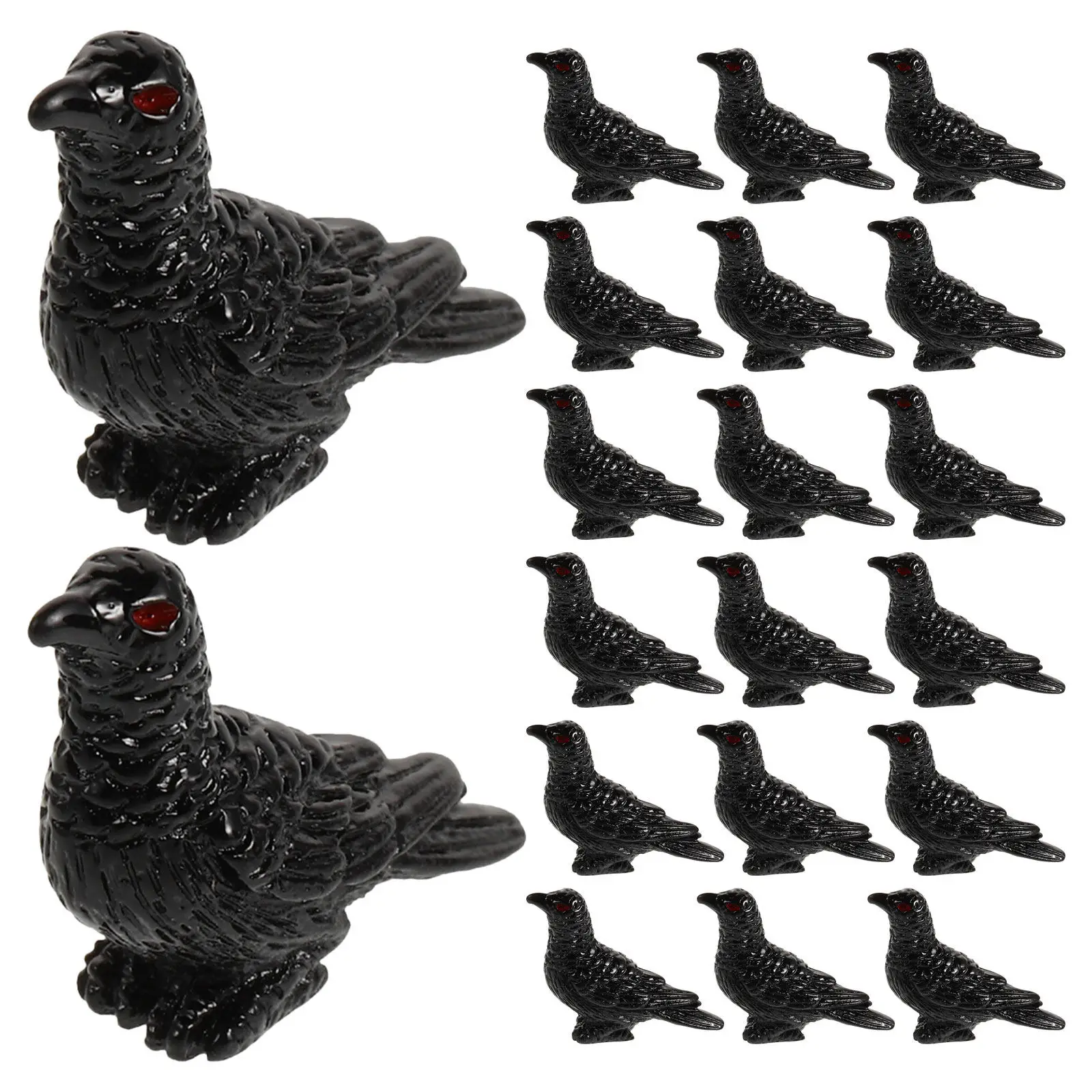 60Pcs Mini Resin Crows Black Gothic Ravens for Halloween Table Landscape Decor Craft Scene Accessories