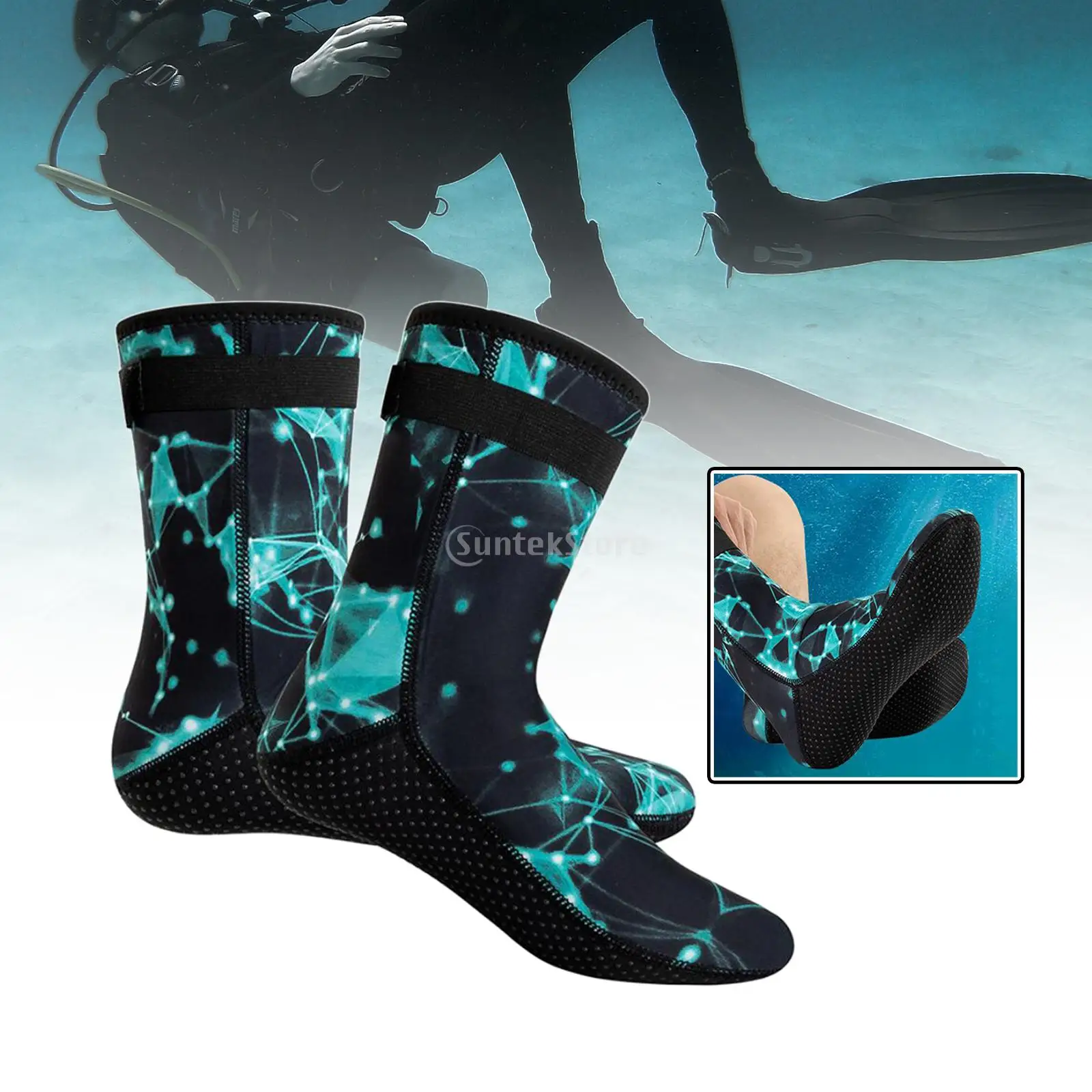 Men Women Wetsuit Socks 3mm Neoprene Thermal Diving Socks Anti-Slip Sport Socks Water Booties, for Snorkeling Surfing Kayaking