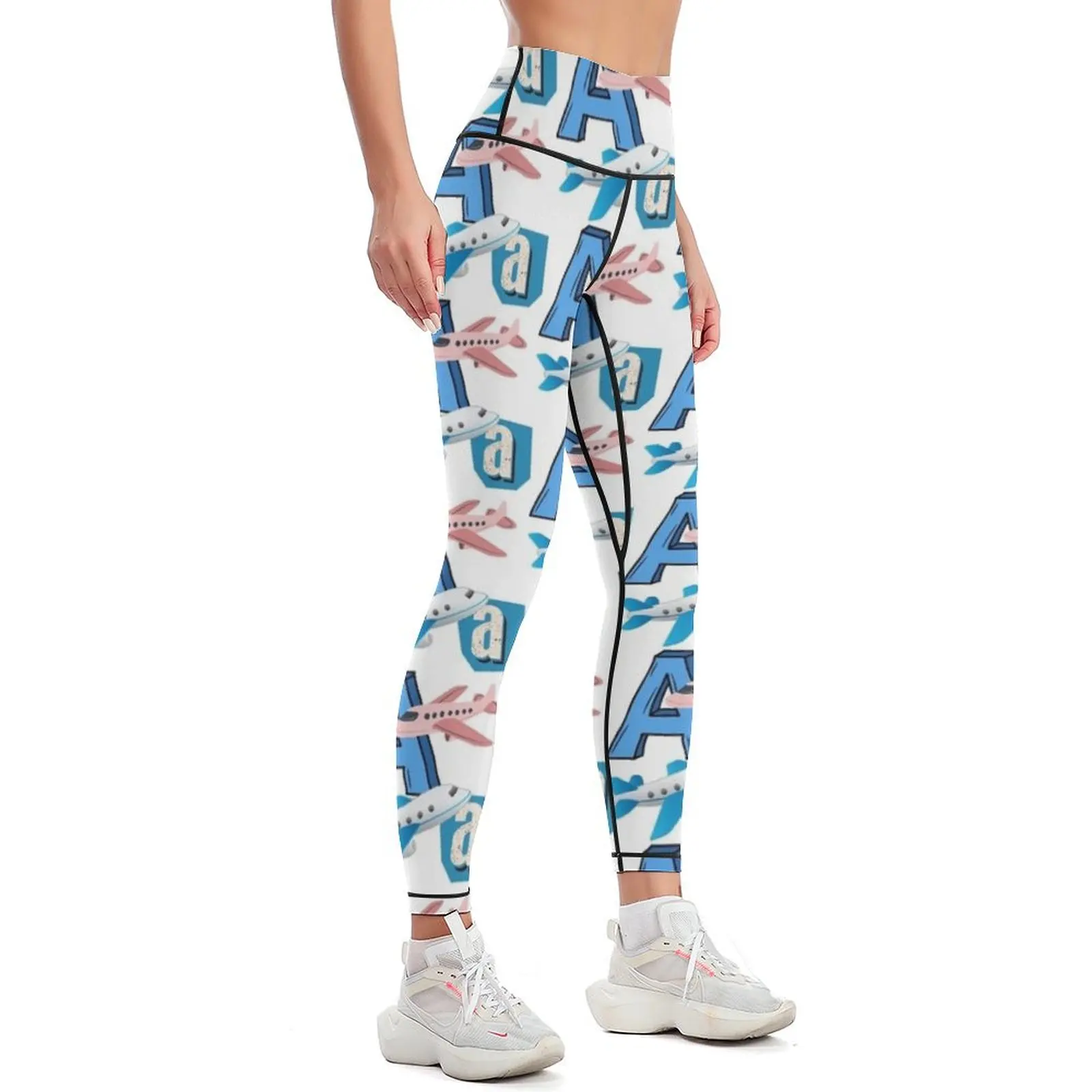 A, Alphabet, Airplane. Leggings legings for fitness Training pants trousers Women's sports Womens Leggings