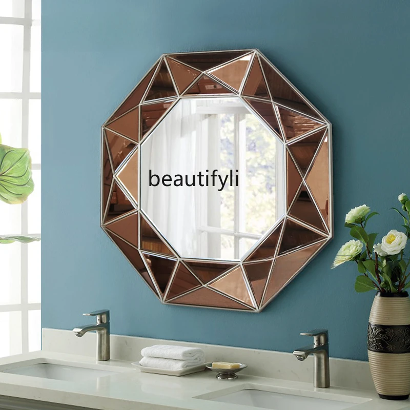 Northern European-Style Stereo Entrance Decoration Mirror Background Wall Hanging Mirror Bathroom Mirror Dressing Mirror