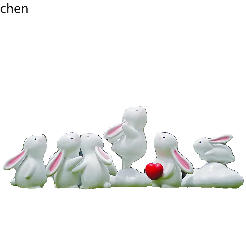 YFY  Outdoor FRP cartoon rabbit sculpture garden landscape small animal ornament