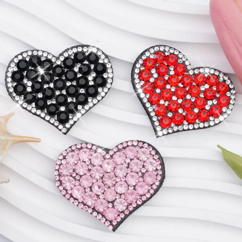 Creative Rhinestone Patches Fashion Heart Iron on Cloth Sticker Hair Clips Dress Shoes Hats Accessories Party Banquet Women Gift